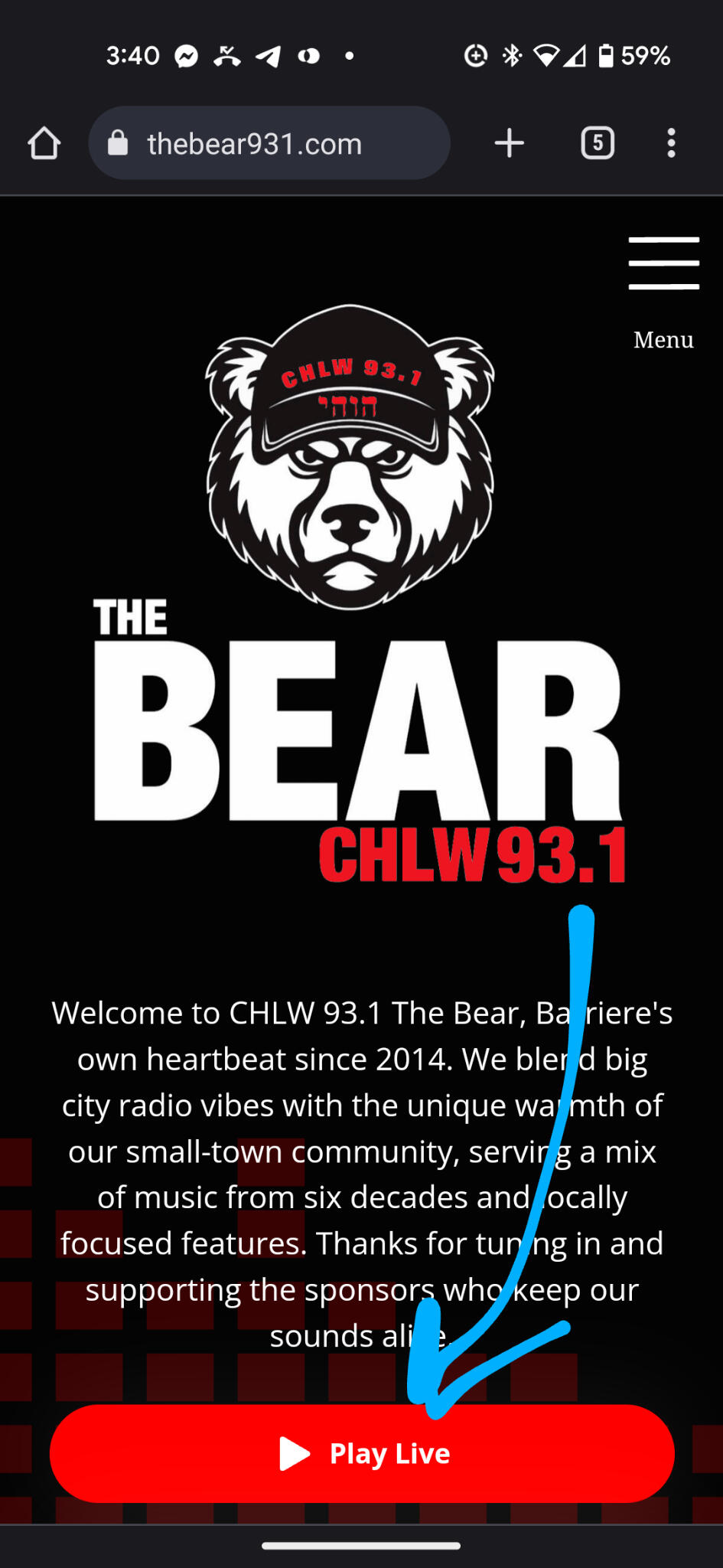 THE BEAR CHLW 93.1 BARRIERE, BC RADIO STATION